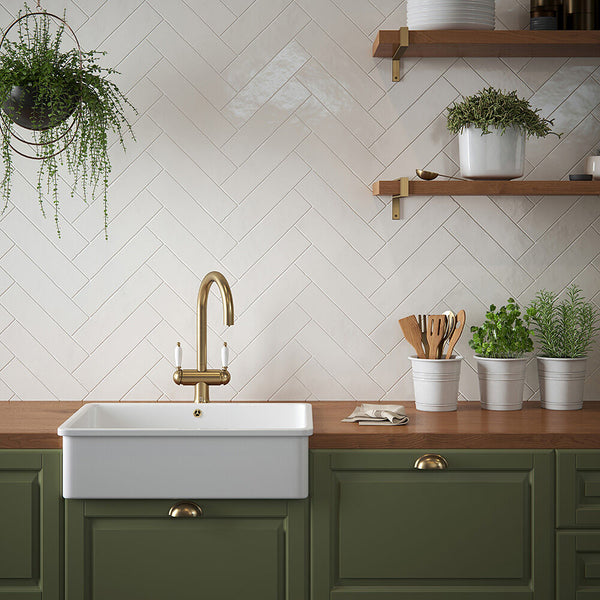 Handmade Cream Ceramic Wall 75x300mm
