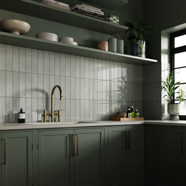 Handmade Sage Ceramic Wall 75x300mm